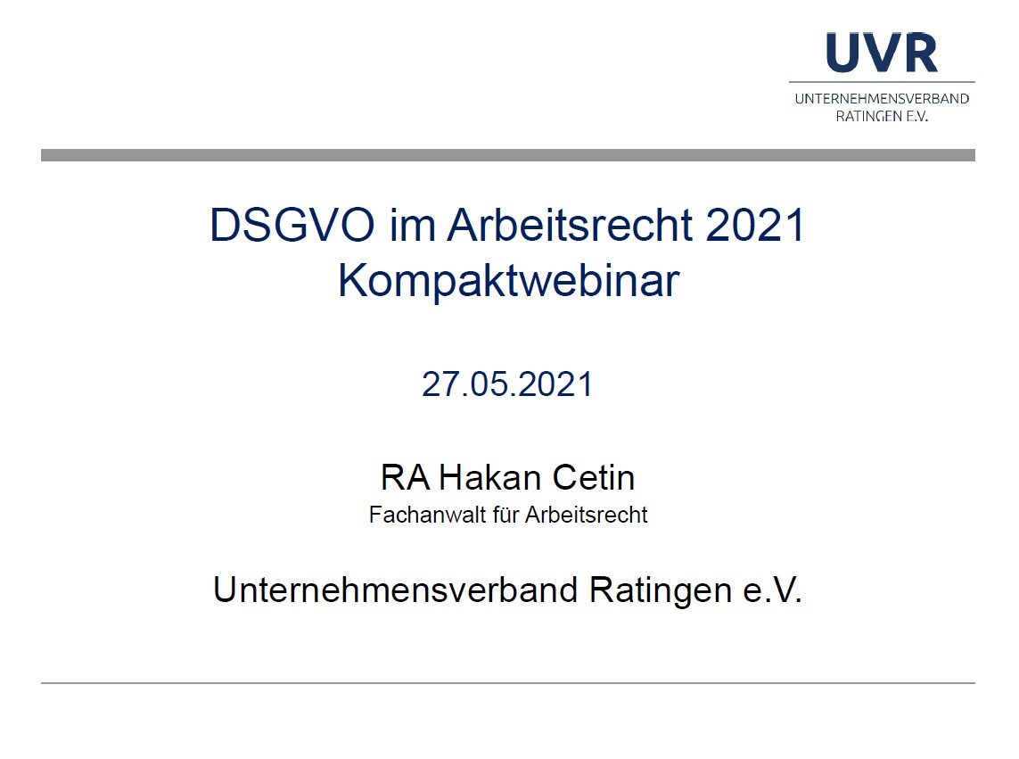 Online-Seminar "DSGVO im Arbeitsrecht"
