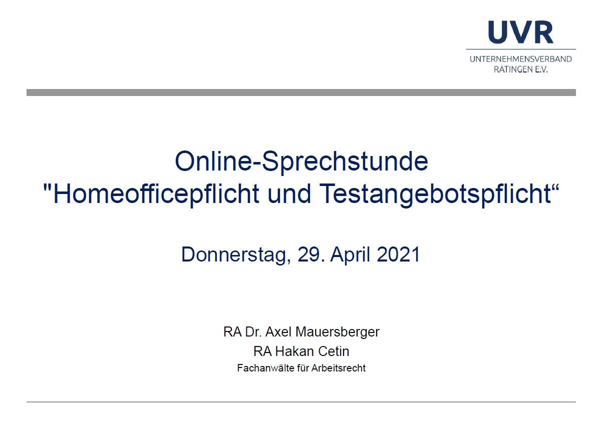 Online-Sprechstunde "Homeofficepflicht und Testangebotspflicht"