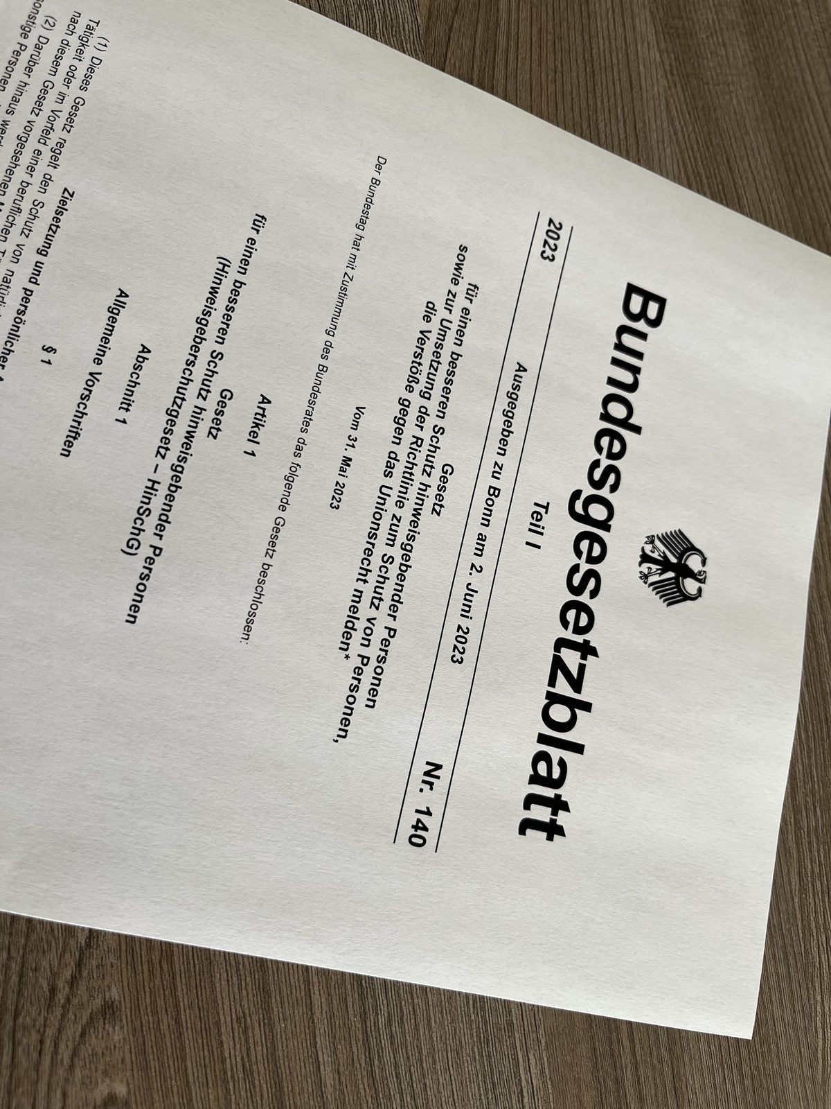 Online-Seminar "Das Hinweisgeberschutzgesetz" am 19. Juni 2023