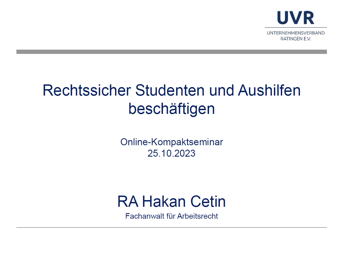 Online-Seminar "Rechtssicher Studenten und Aushilfen beschäftigen" am 25. Oktober 2023