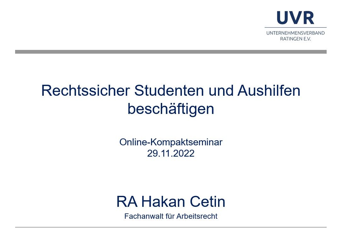 Online-Seminar "Rechtssicher Studenten und Aushilfen beschäftigen"