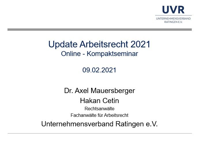 Webinar "Update Arbeitsrecht 2021"