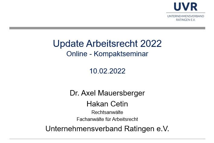 Webinar "Update Arbeitsrecht 2022"