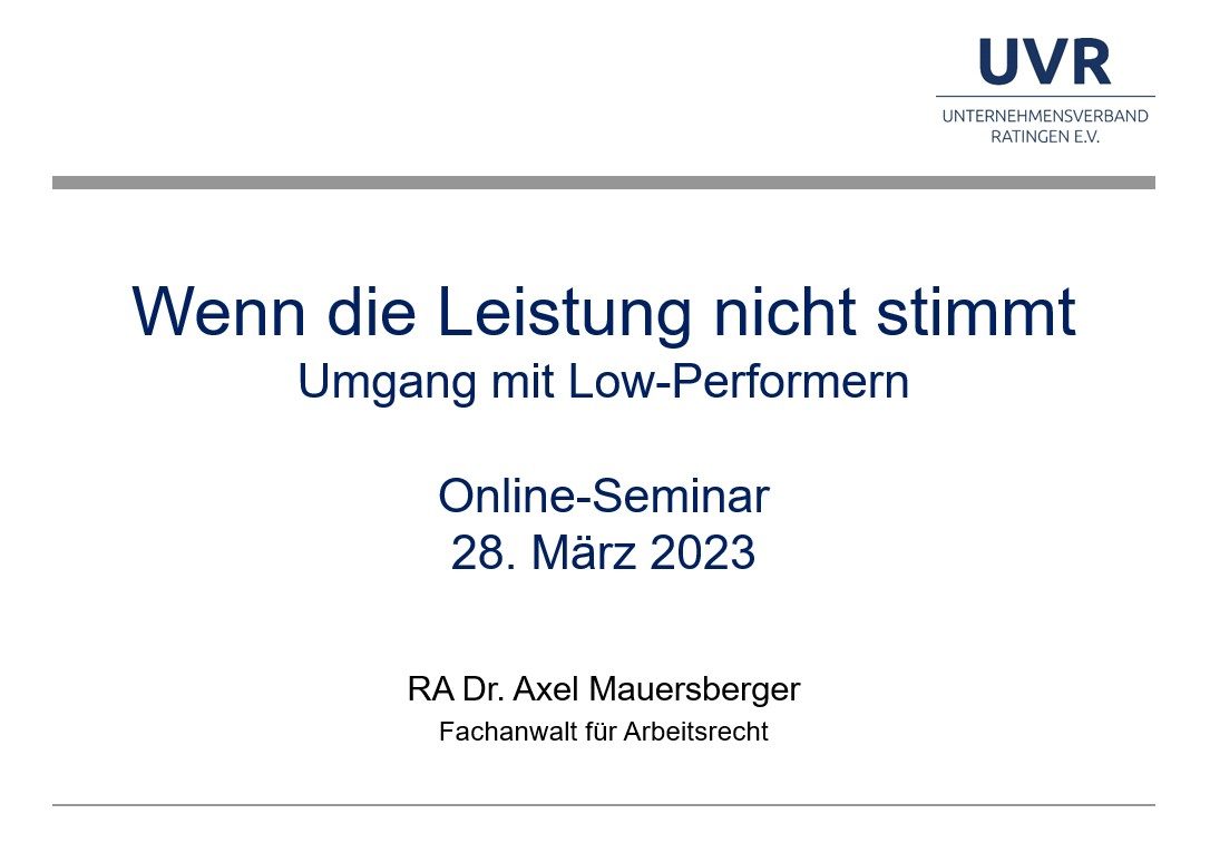 Webinar "Wenn die Leistung nicht stimmt - Umgang mit Low-Performern"